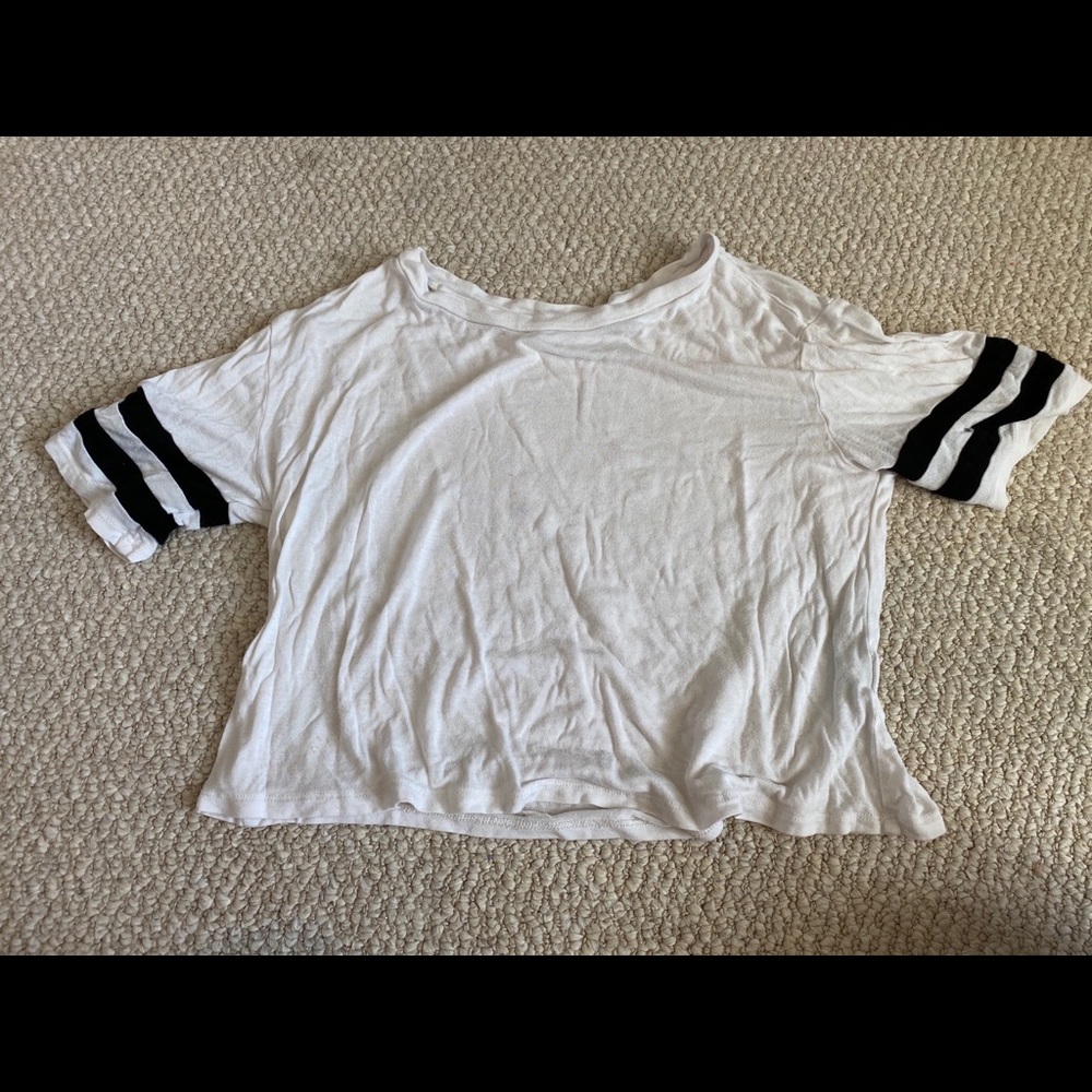 F21 Black Striped and White Crop Top, Size XS